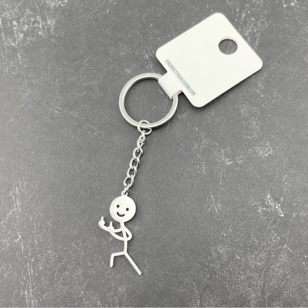 Middle Finger Funny Metal Stickman Keychain Flipping The Bird Backpack Charm
